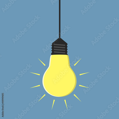 Glowing light bulb hanging