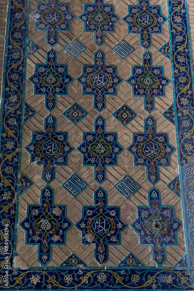 tile panel in the 15th century Kabud mosque in Tabriz, Iran tile panel in the 15th century Kabud mosque in Tabriz, Iran