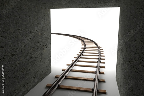 3d render of railway track and tunnel