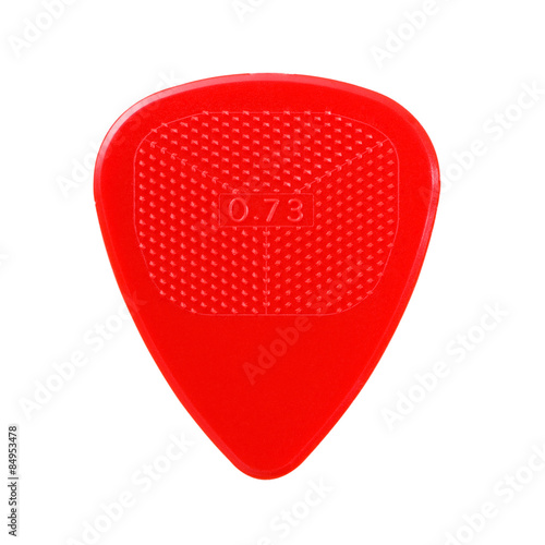 Billede på lærred red ribbed guitar plectrum isolated on white