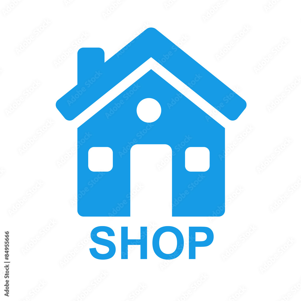 Icono casa y texto SHOP azul Icono casa y texto SHOP azul