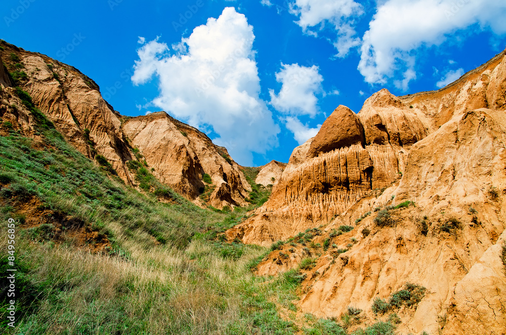 Clay hills of Alexander graben in the Volgograd region of Russia