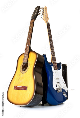 acoustic and electric guitars