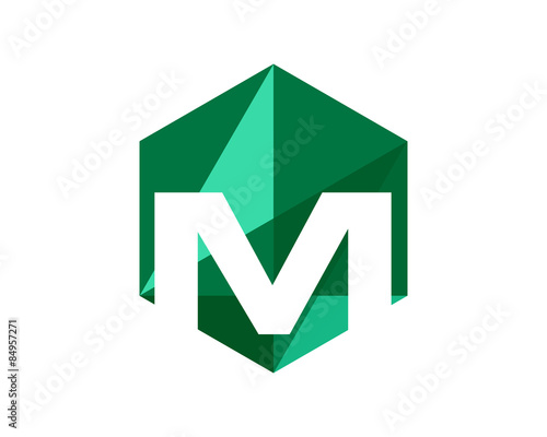 M Hexagon Geometric Letter Logo