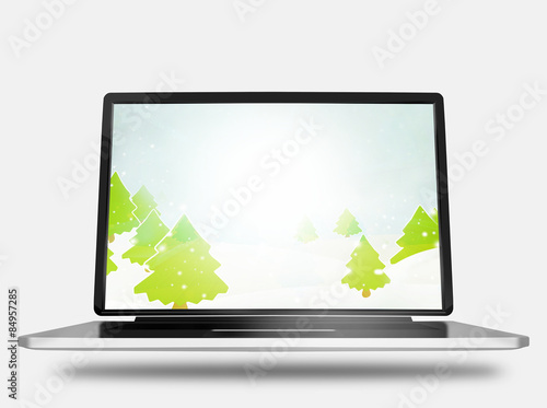 Laptop Computer Winter Trees Screen