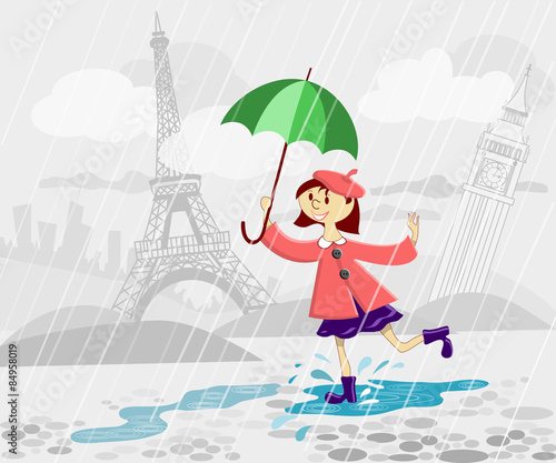 French girl with umbrella