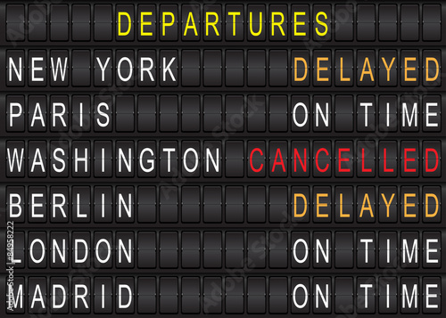 Airport departure arrival destination mechanical analog old style