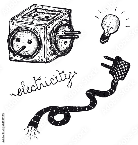 Hand drawn electric elements set