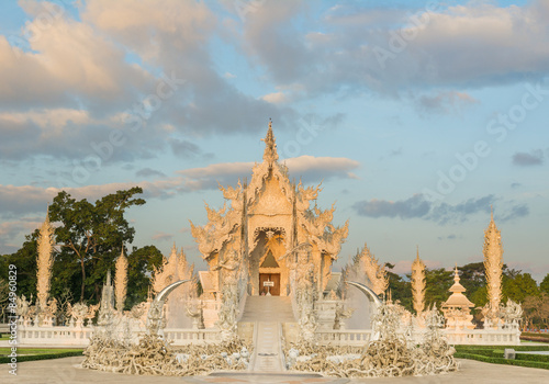 Early morning landscape of Wat Rong Khun  famous temple  in Chia