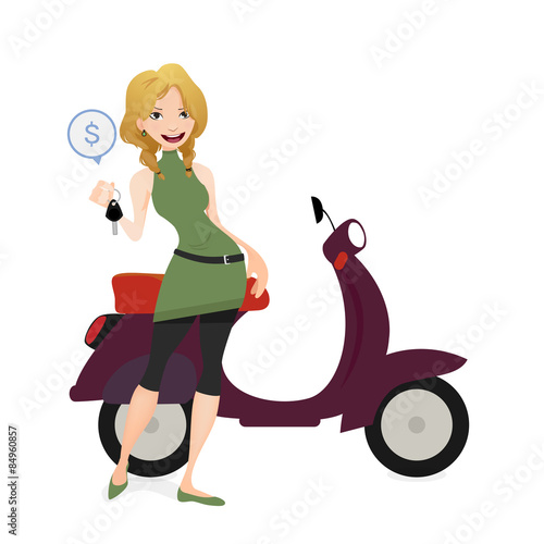 Girl holding the keys of a Motocycle