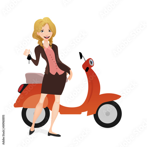 Girl holding the keys of a Motocycle