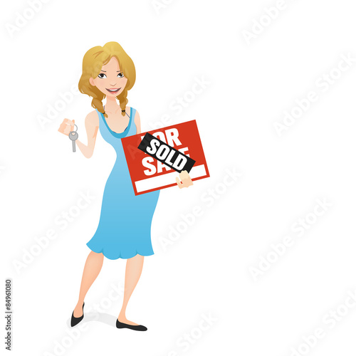 Girl holdin the keys of a new home