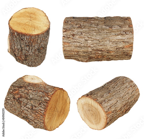 set log fire wood isolated on white background with clipping path 
