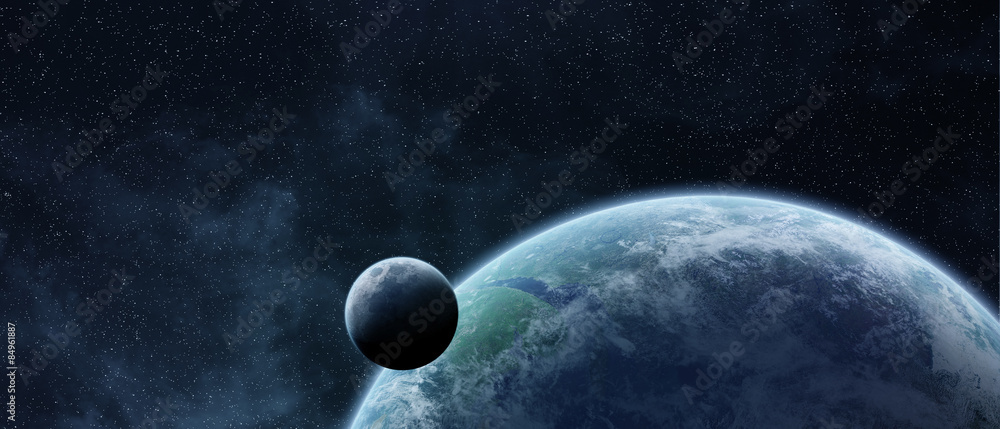 Naklejka premium Sunrise over planet Earth in space