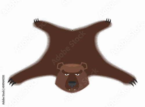 Bear pelt. Big brown bear Grizzly hide. Hunting trophy. Vector i