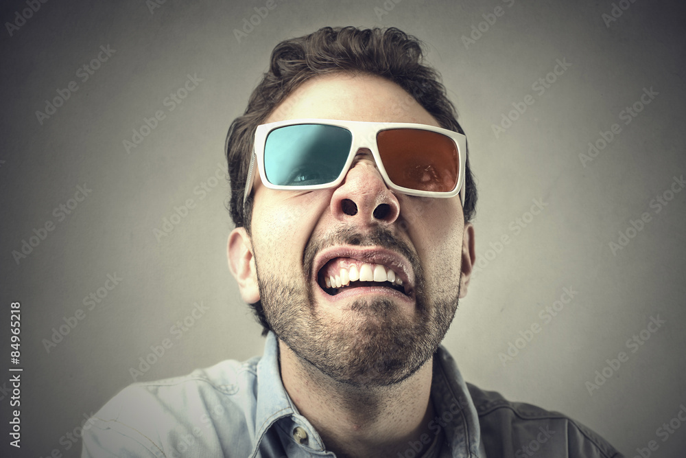 Fototapeta premium Man wearing 3D glasses