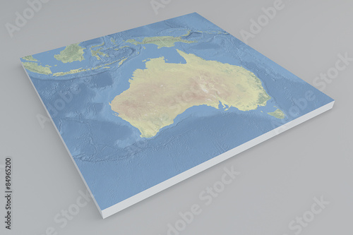 Oceania, vista satellitare, spaccato, 3d, mappa