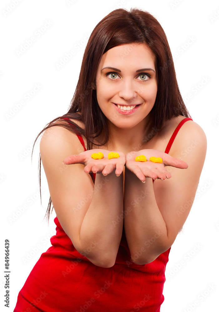 Sexy brunette woman in a red shirt Sexy brunette woman in a red shirt