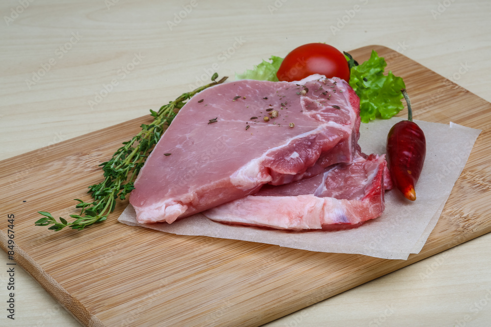 Raw pork steak