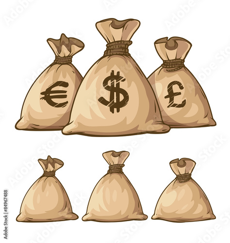 Cartoon full sacks with money. Eps10 vector illustration.