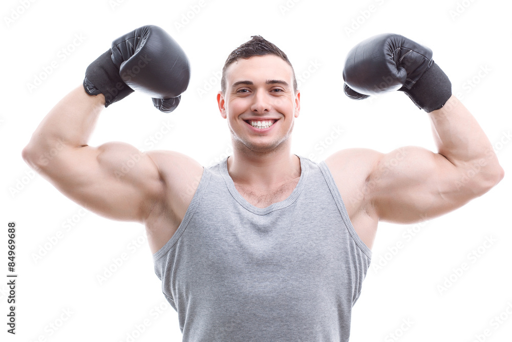 Muscled guy during workout