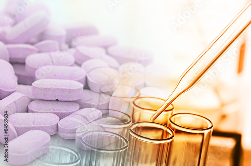 laboratory test tubes and drug