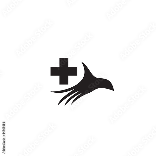 Stylized silhouette of a palm with medical cross.