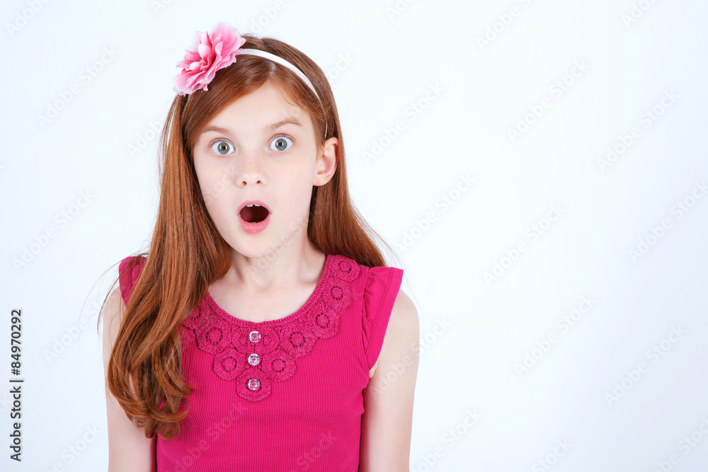 Waist up of emotional girl Waist up of emotional girl