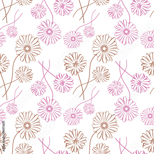 Seamless pattern with chamomile silhouette