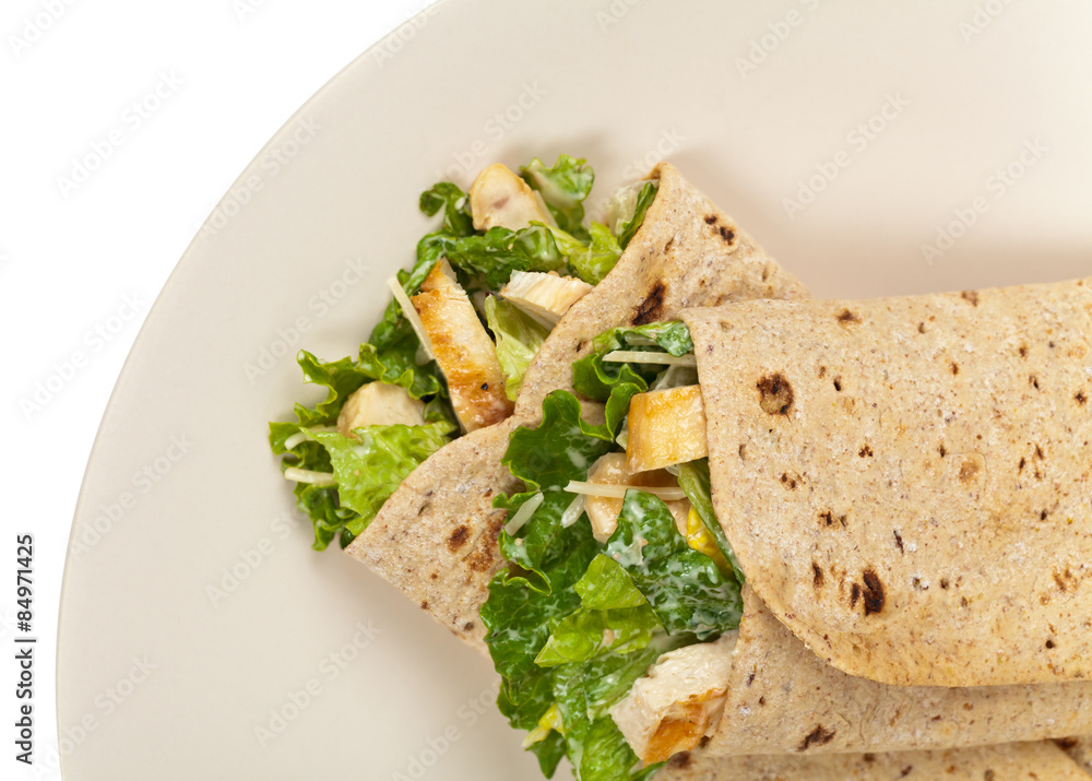 Chicken Caesar Wrap. Selective focus. Chicken Caesar Wrap. Selective focus.