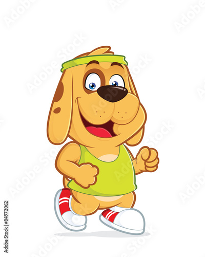 Dog in a jogging suit running