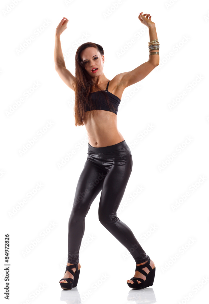 Stylish and young modern style dancer is posing Stylish and young modern style dancer is posing