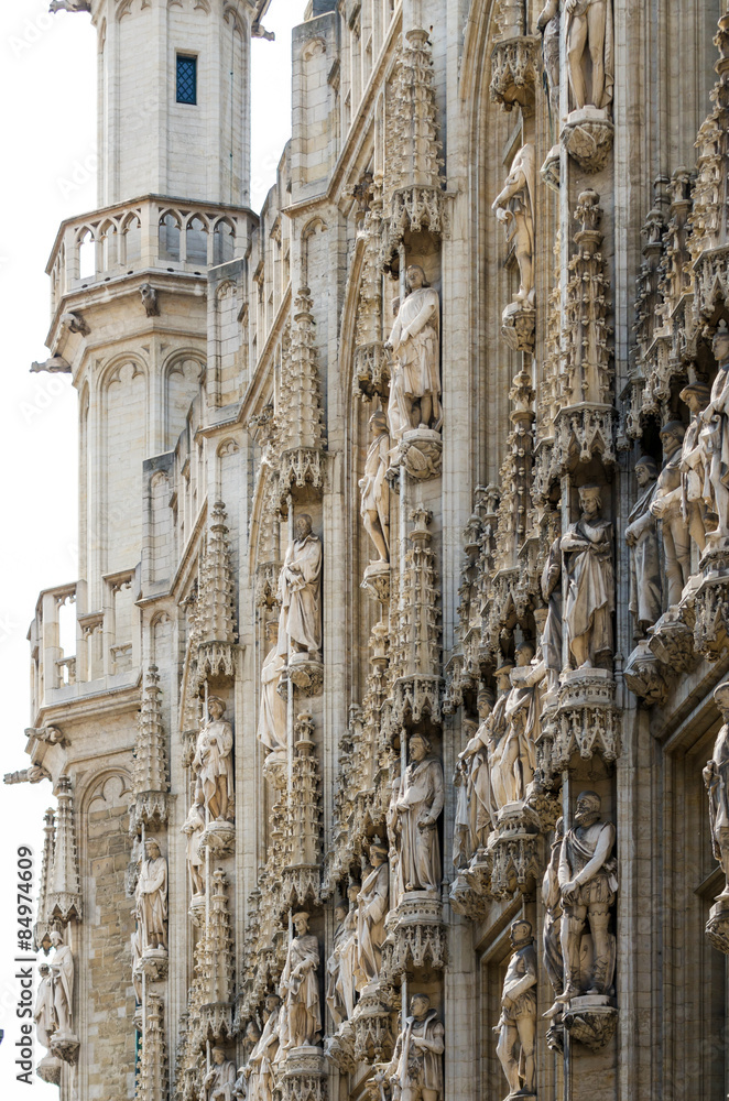 Detail of Town hall in Grand place, Brussels.