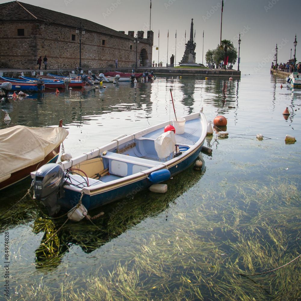 small port in the center of Lazise, ​​Lake Garda, Italy