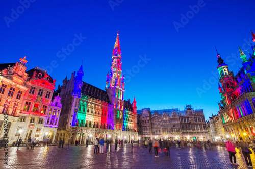 Night scene of the Grand Place in Brussels, Belgium.