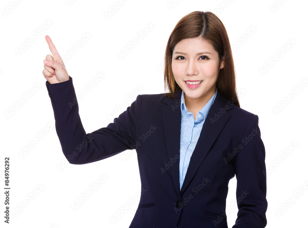 Asian businesswoman with finger point up Asian businesswoman with finger point up