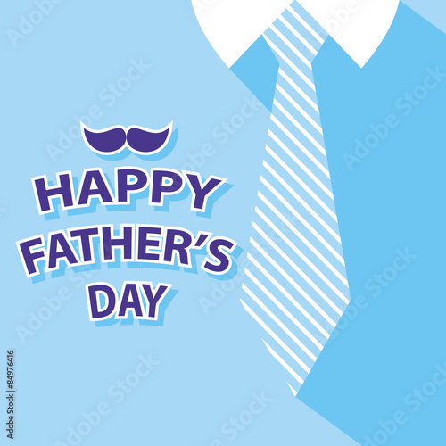 happy fathers day card on tie and blue shirt background