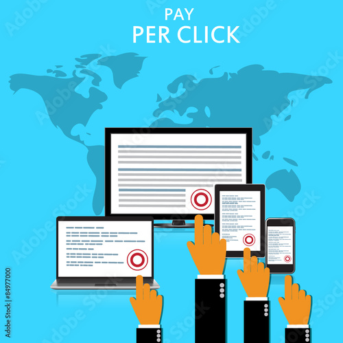 pay per click concept in flat style for web