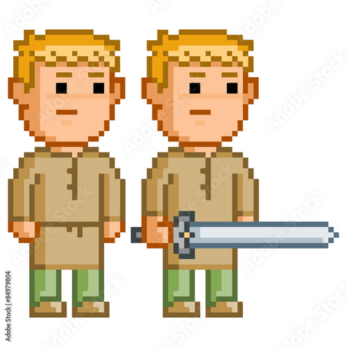 Pixel elf hero with a sword