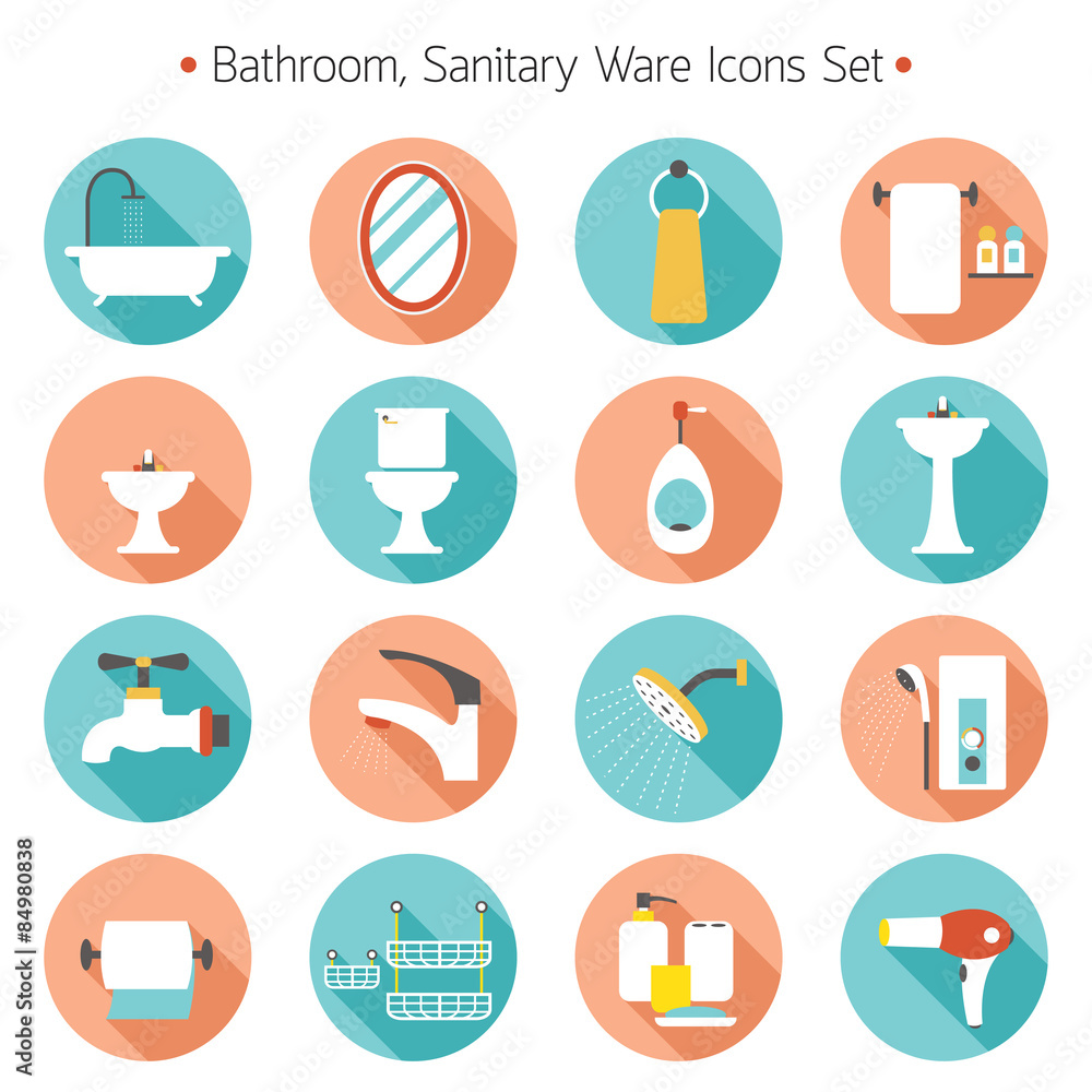 Bathroom Flat Icons Set