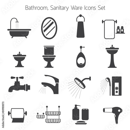 Bathroom Mono Icons Set