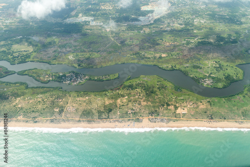 Aerial view of the shores of Cotonou, Benin .