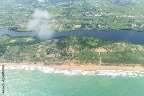 Bild auf Leinwand Aerial view of the shores of Cotonou, Benin .