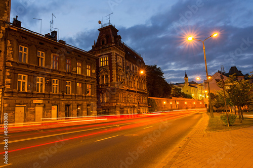 Bielsko-Biala city street at evening