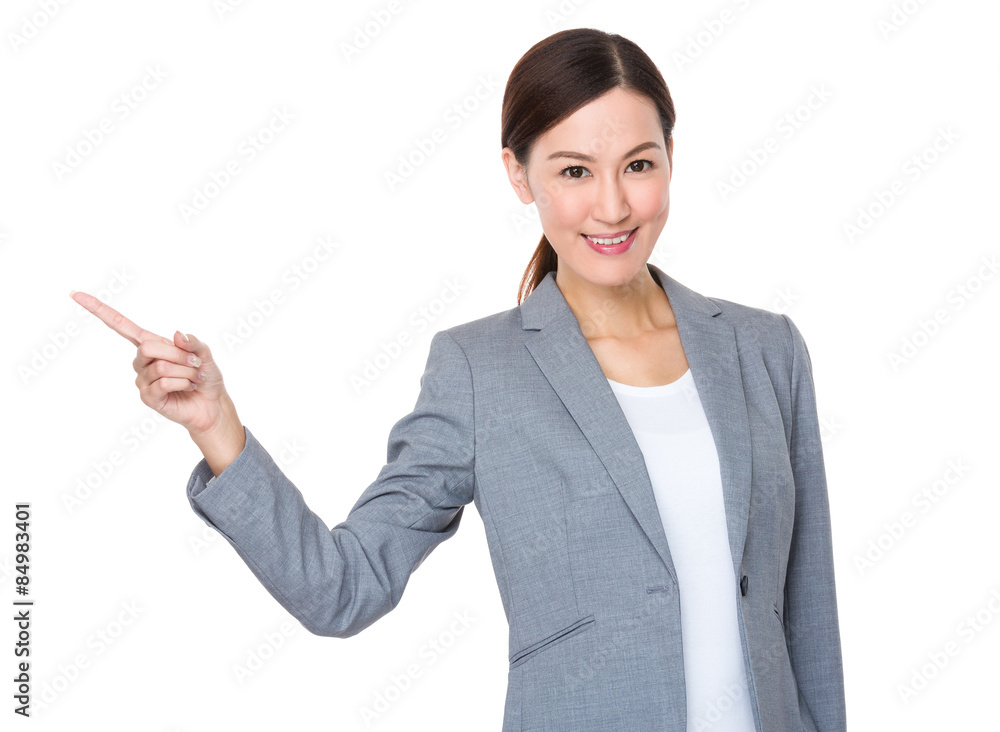 Asian businesswoman with finger point up Asian businesswoman with finger point up