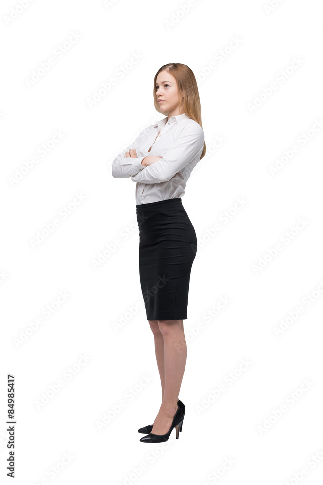 Full length beautiful woman in formal clothes. Isolated. Full length beautiful woman in formal clothes. Isolated.