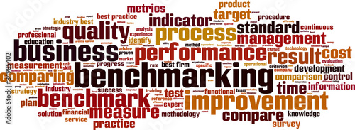 Benchmarking word cloud concept. Vector illustration