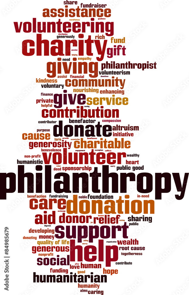 Obraz premium Philanthropy word cloud concept. Vector illustration