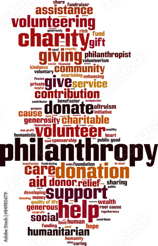Philanthropy word cloud concept. Vector illustration