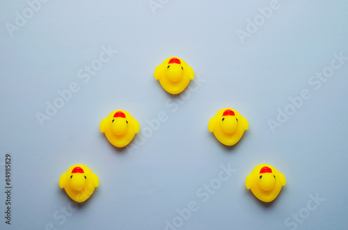 Multiple yellow rubber ducks